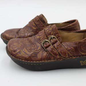 Alegria By PG Lite Womens Slip Resistant Brown Gold Leather Shoe ALL-572 39 US 9